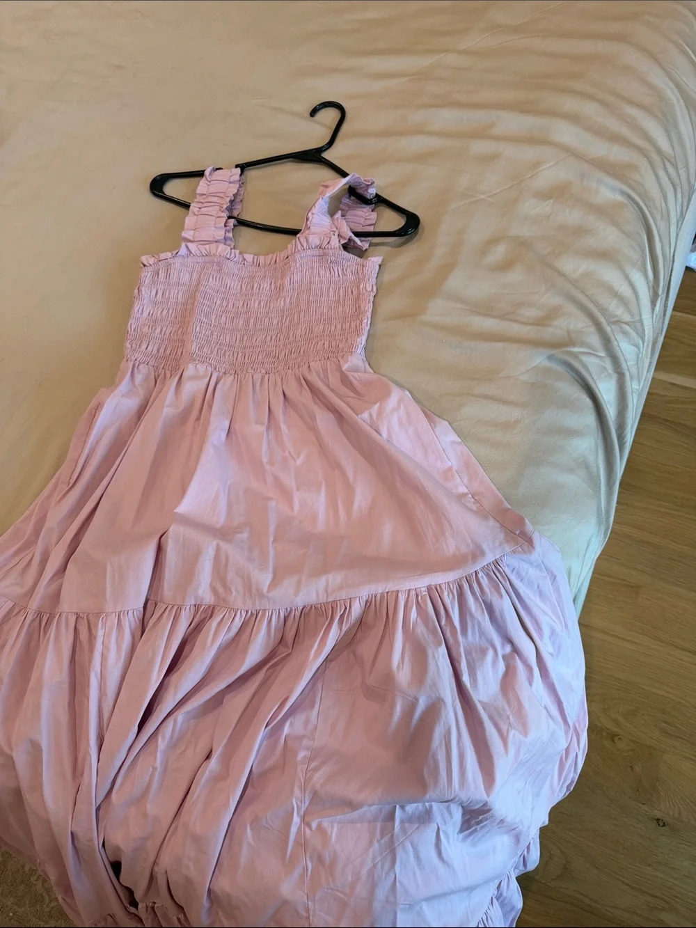 Abercrombie & Fitch Pink Ruffle Strap Maxi Dress